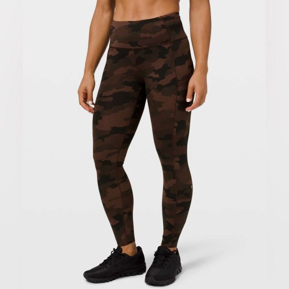 Lululemon Fast & Free Tight II 25”; Heritage 365 Camo Brown Earth Multi; Size 6